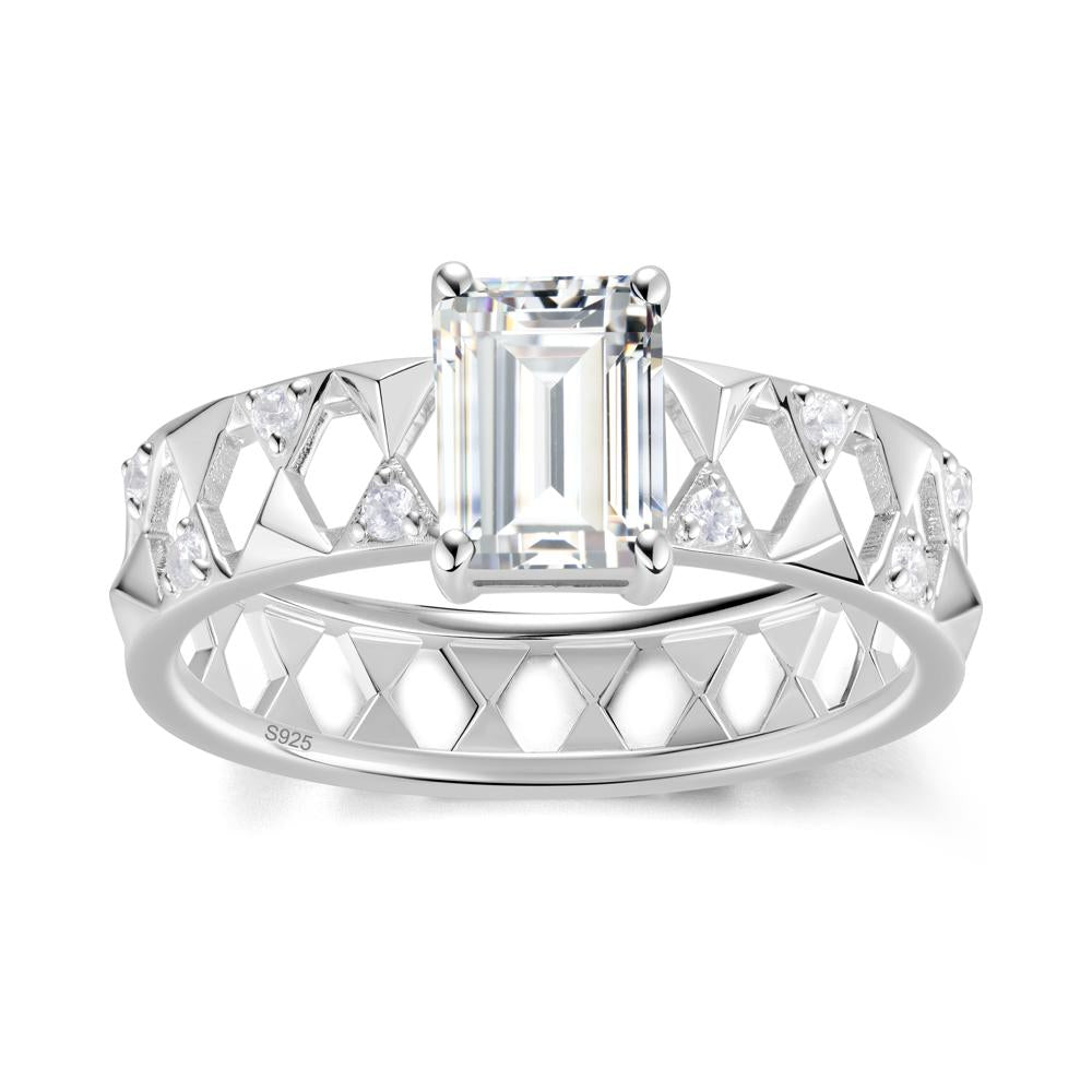 Emerald Cut Garnet Pyramid Hollow Ring for Men - LUO Jewelry #gemstone_Cubic Zirconia