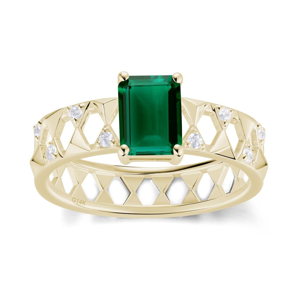 Emerald Cut Garnet Pyramid Hollow Ring for Men - LUO Jewelry #gemstone_Emerald
