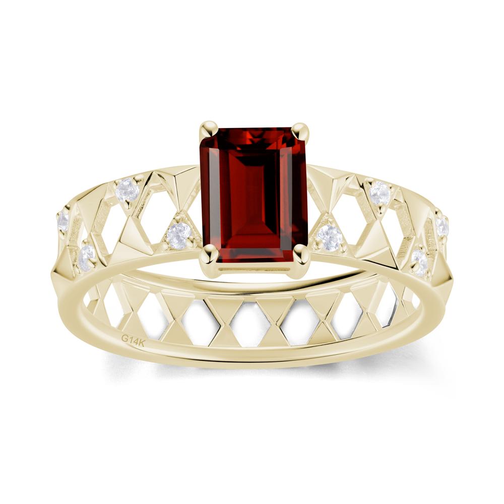 Emerald Cut Garnet Pyramid Hollow Ring for Men - LUO Jewelry #gemstone_Garnet