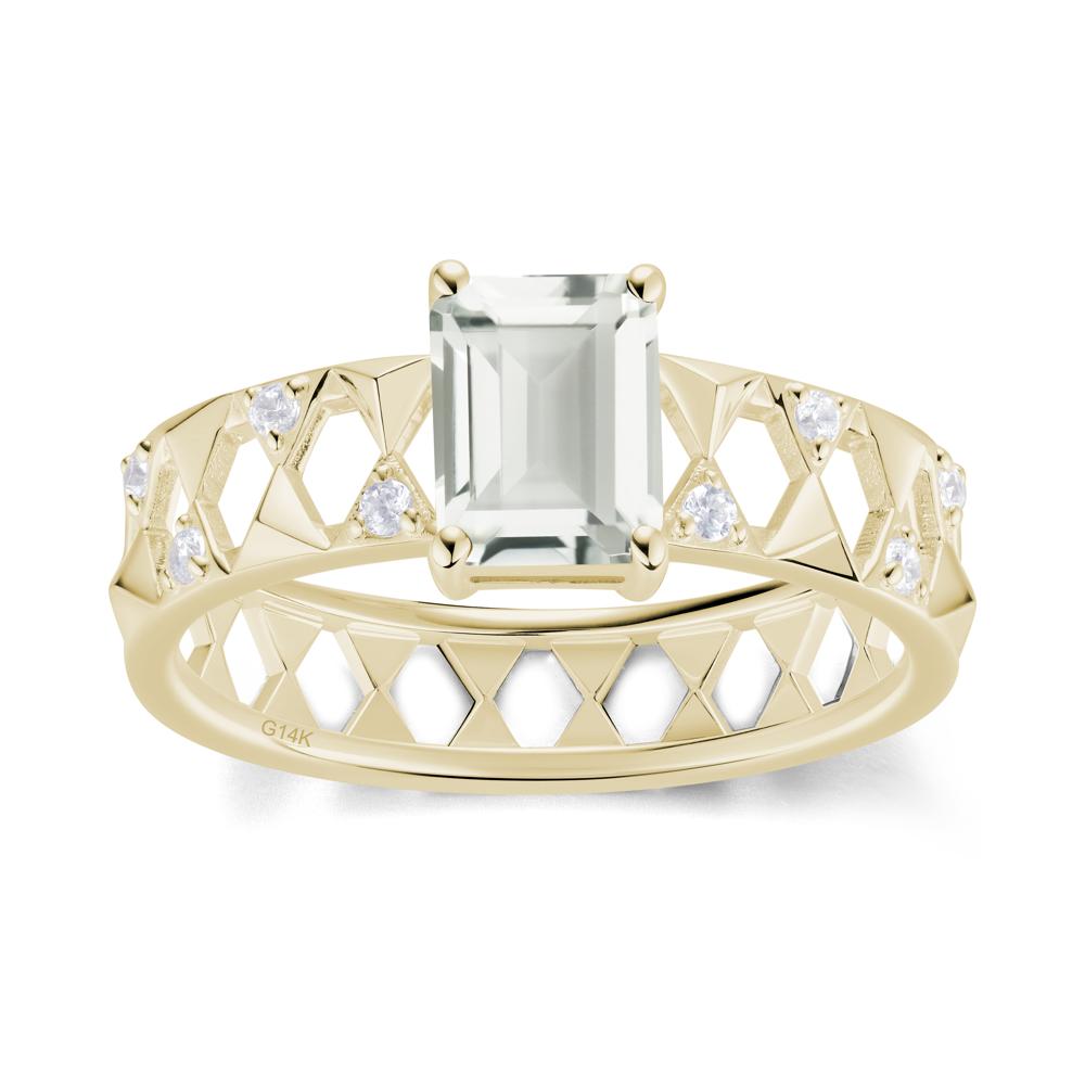 Emerald Cut Garnet Pyramid Hollow Ring for Men - LUO Jewelry #gemstone_Green Amethyst