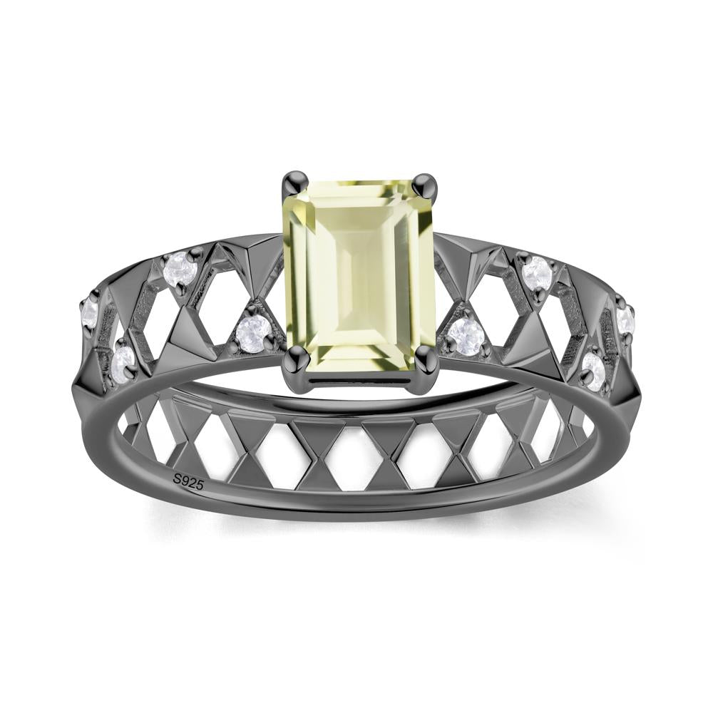 Emerald Cut Garnet Pyramid Hollow Ring for Men - LUO Jewelry #gemstone_Lemon Quartz