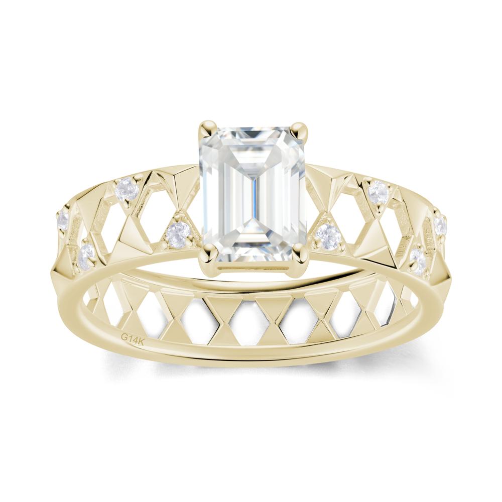 Emerald Cut Garnet Pyramid Hollow Ring for Men - LUO Jewelry #gemstone_Moissanite