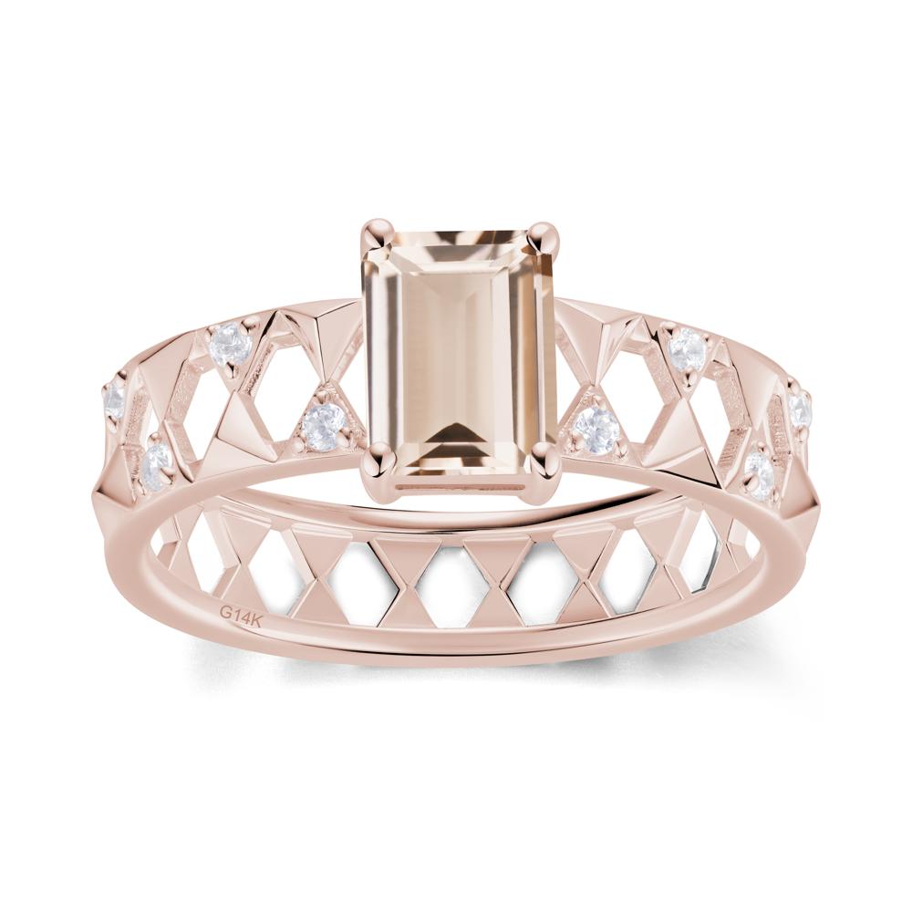 Emerald Cut Garnet Pyramid Hollow Ring for Men - LUO Jewelry #gemstone_Morganite