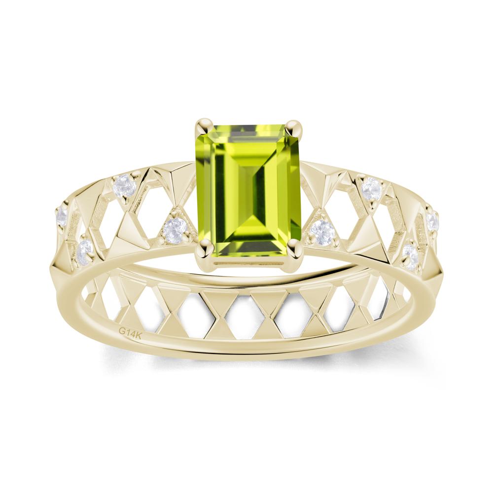 Emerald Cut Garnet Pyramid Hollow Ring for Men - LUO Jewelry #gemstone_Peridot