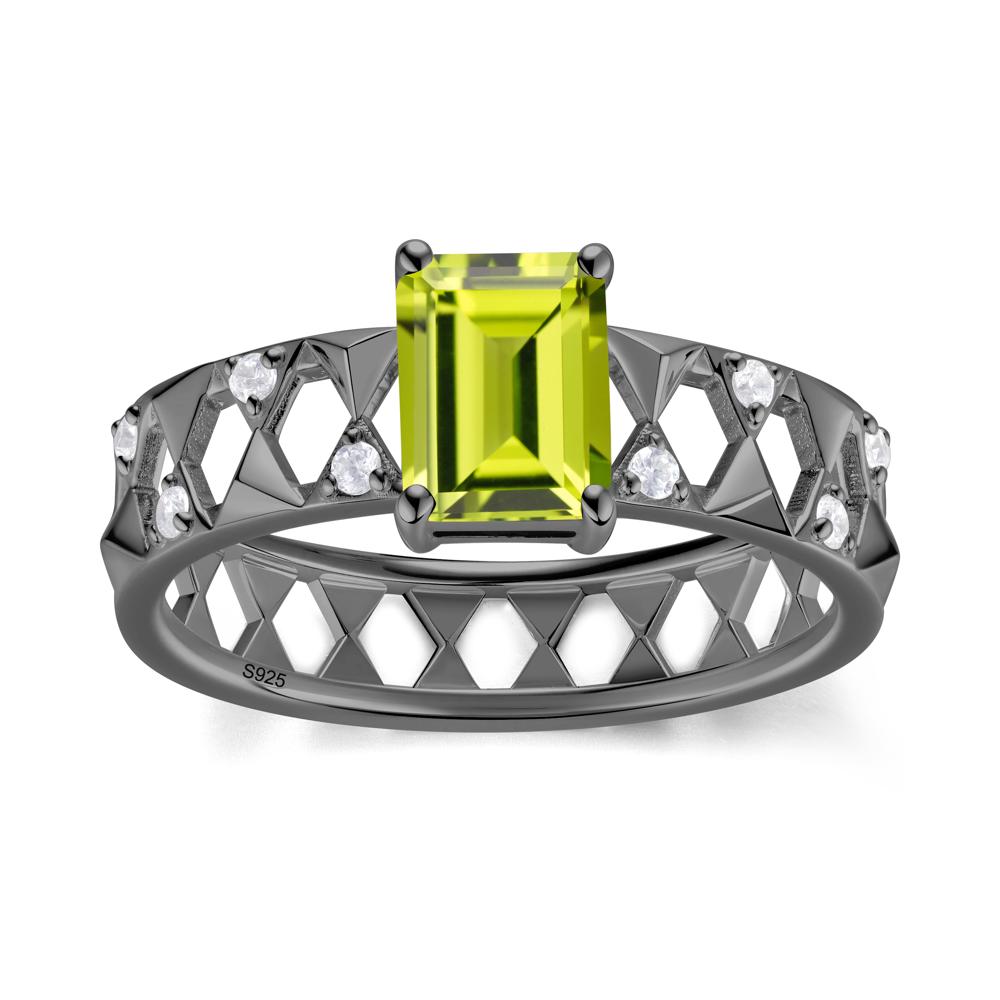 Emerald Cut Garnet Pyramid Hollow Ring for Men - LUO Jewelry #gemstone_Peridot