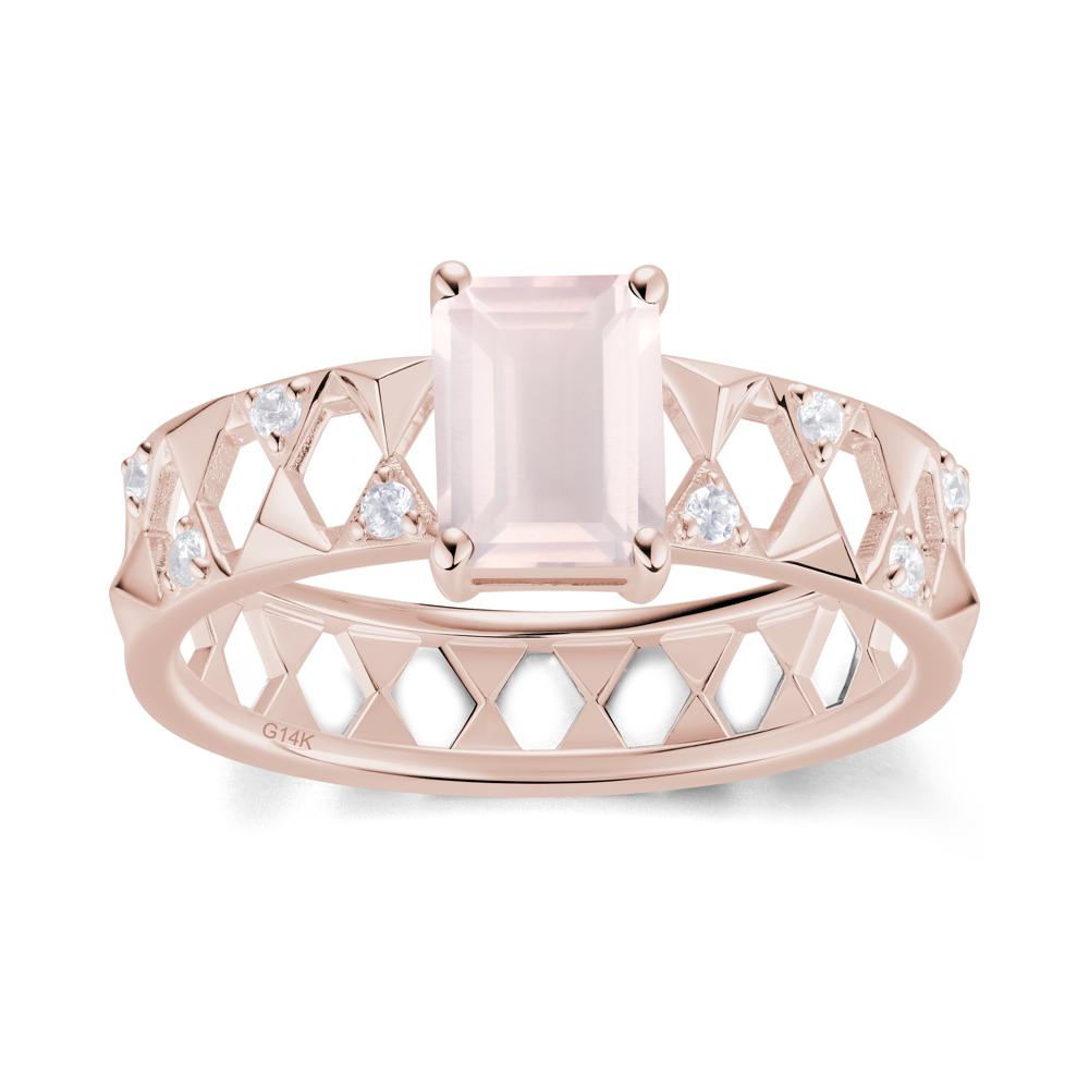 Emerald Cut Garnet Pyramid Hollow Ring for Men - LUO Jewelry #gemstone_Rose Quartz