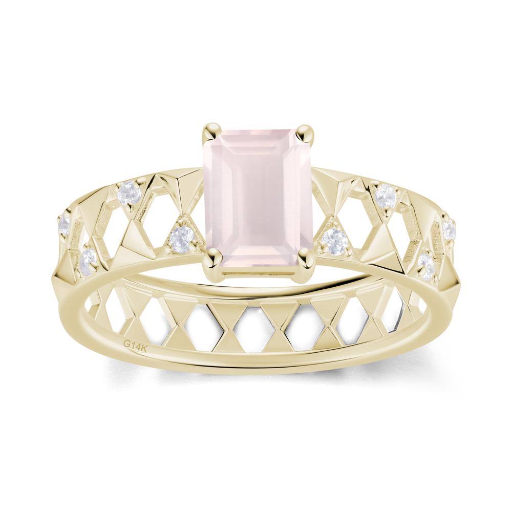 Emerald Cut Garnet Pyramid Hollow Ring for Men - LUO Jewelry #gemstone_Rose Quartz