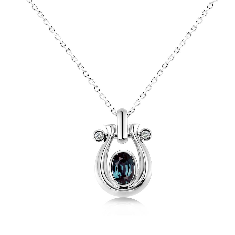 Sapphire Horseshoe Pendant Necklace - LUO Jewelry #gemstone_Alexandrite