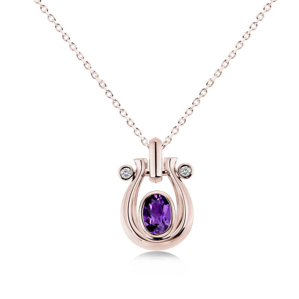 Sapphire Horseshoe Pendant Necklace - LUO Jewelry #gemstone_Amethyst
