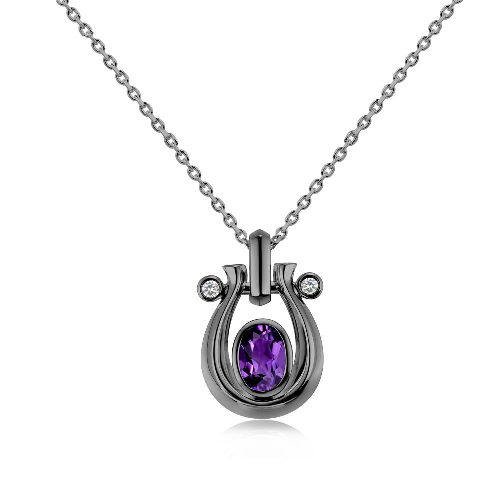 Sapphire Horseshoe Pendant Necklace - LUO Jewelry #gemstone_Amethyst