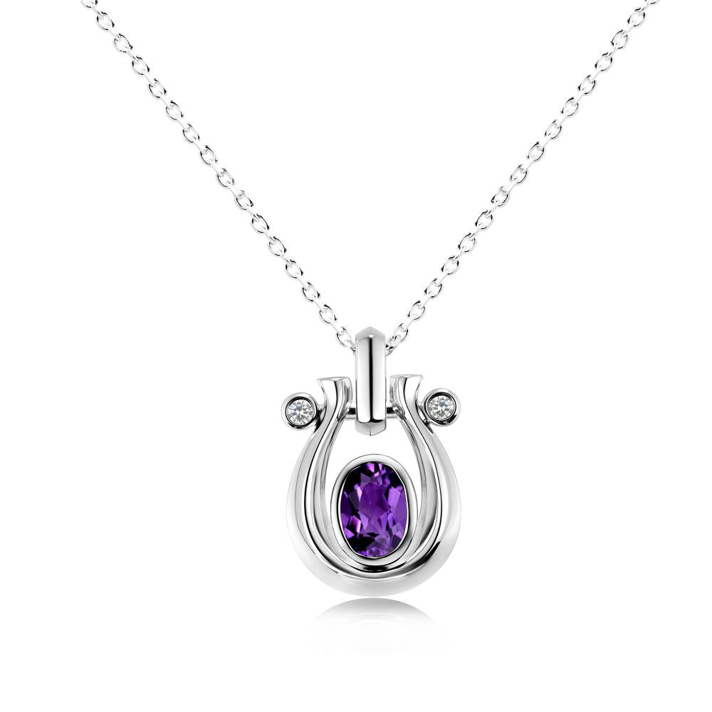 Sapphire Horseshoe Pendant Necklace - LUO Jewelry #gemstone_Amethyst