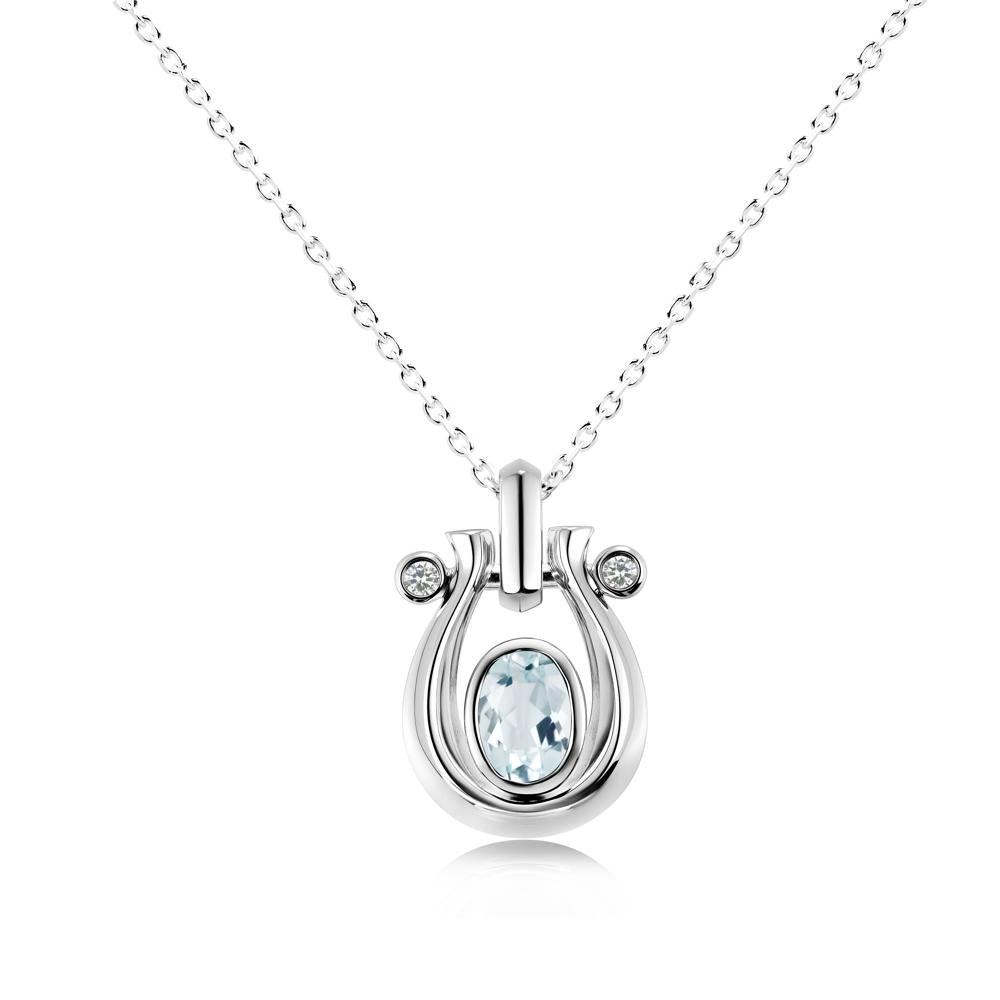 Sapphire Horseshoe Pendant Necklace - LUO Jewelry #gemstone_Aquamarine