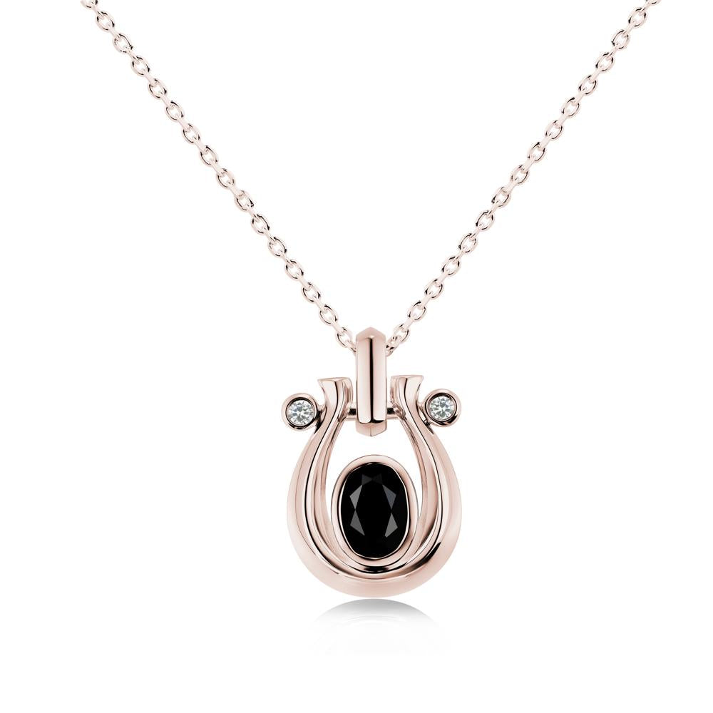 Sapphire Horseshoe Pendant Necklace - LUO Jewelry #gemstone_Black Spinel