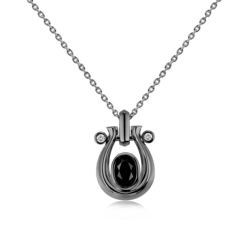 Sapphire Horseshoe Pendant Necklace - LUO Jewelry #gemstone_Black Spinel