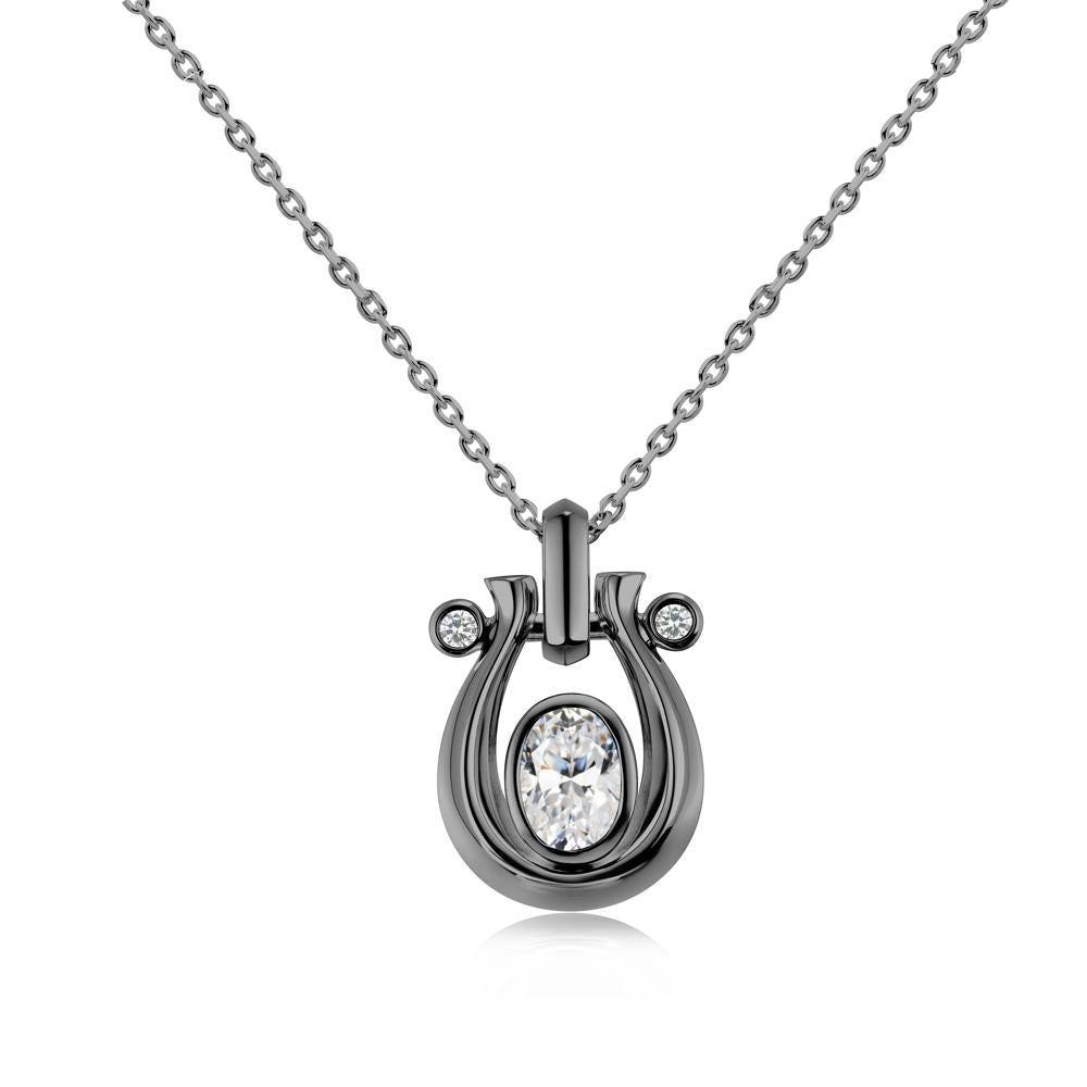 Sapphire Horseshoe Pendant Necklace - LUO Jewelry #gemstone_Cubic Zirconia