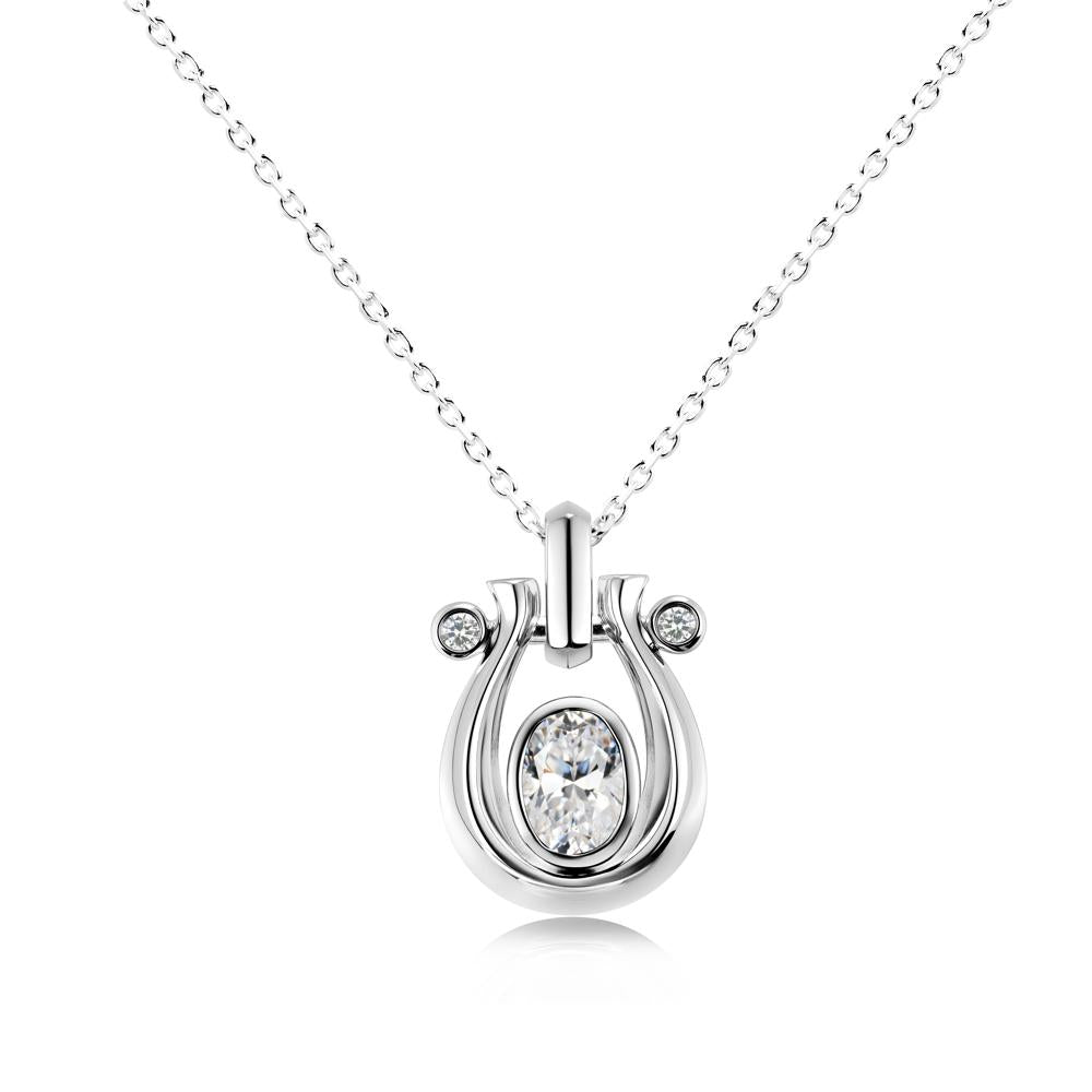 Sapphire Horseshoe Pendant Necklace - LUO Jewelry #gemstone_Cubic Zirconia