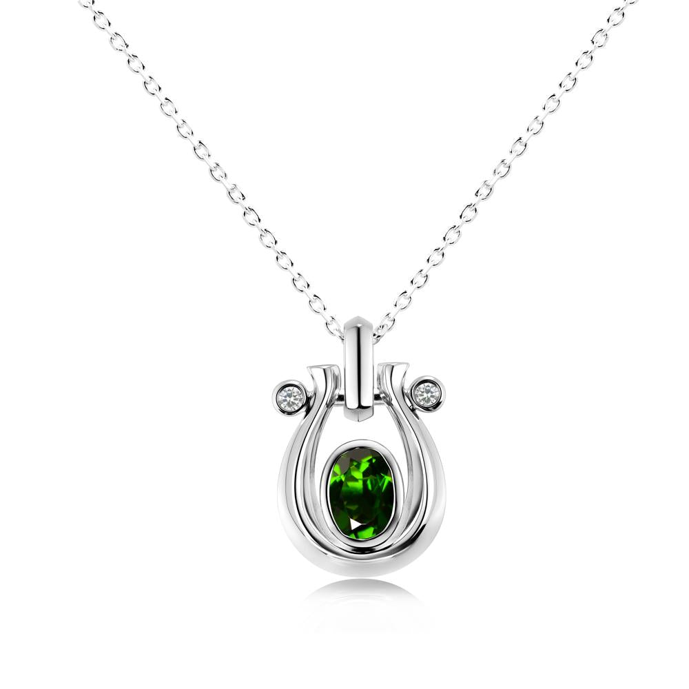 Sapphire Horseshoe Pendant Necklace - LUO Jewelry #gemstone_Diopside