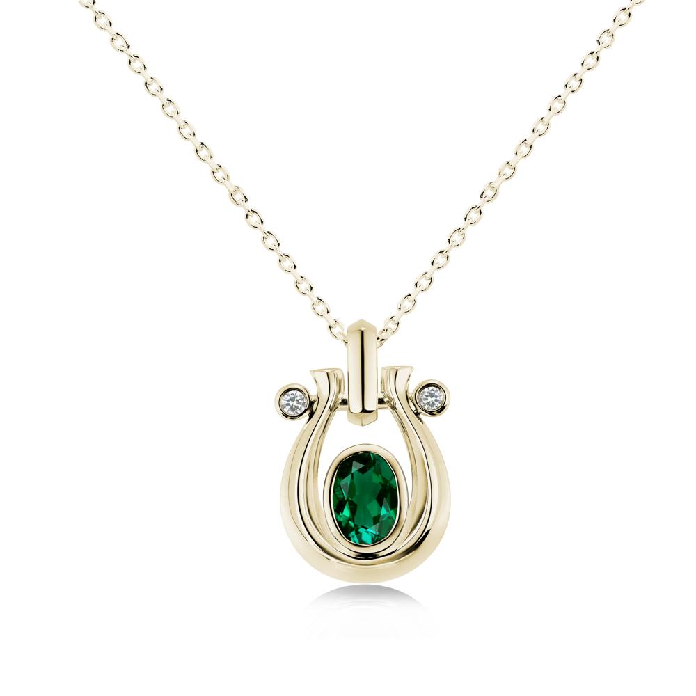 Sapphire Horseshoe Pendant Necklace - LUO Jewelry #gemstone_Emerald