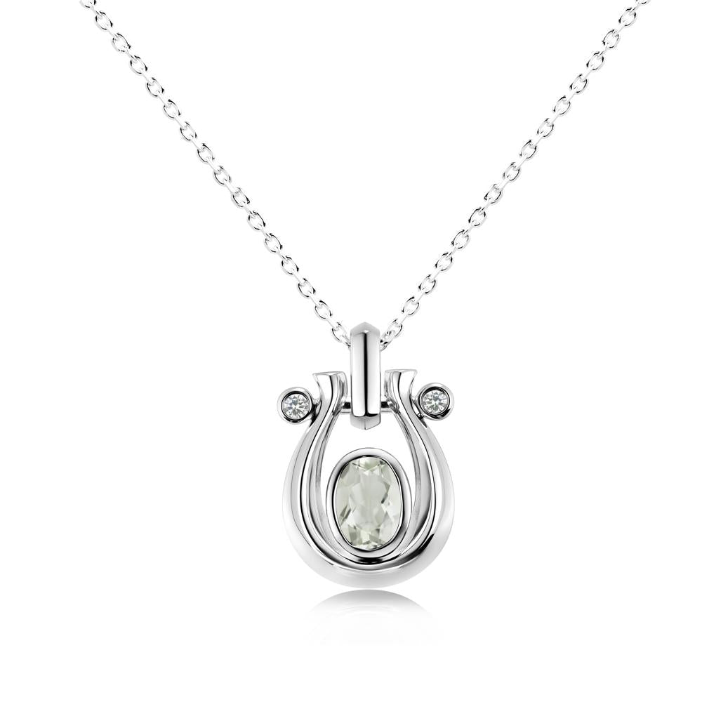 Sapphire Horseshoe Pendant Necklace - LUO Jewelry #gemstone_Green Amethyst