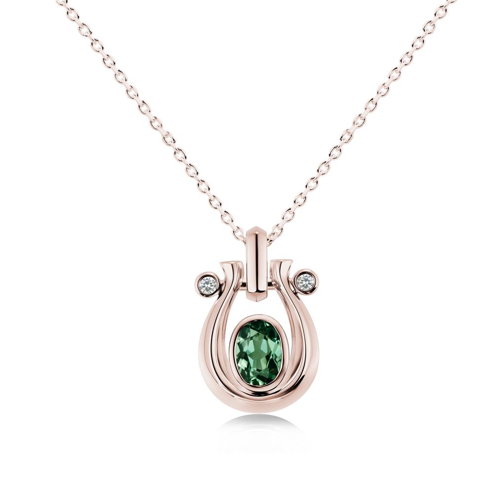 Sapphire Horseshoe Pendant Necklace - LUO Jewelry #gemstone_Green Sapphire