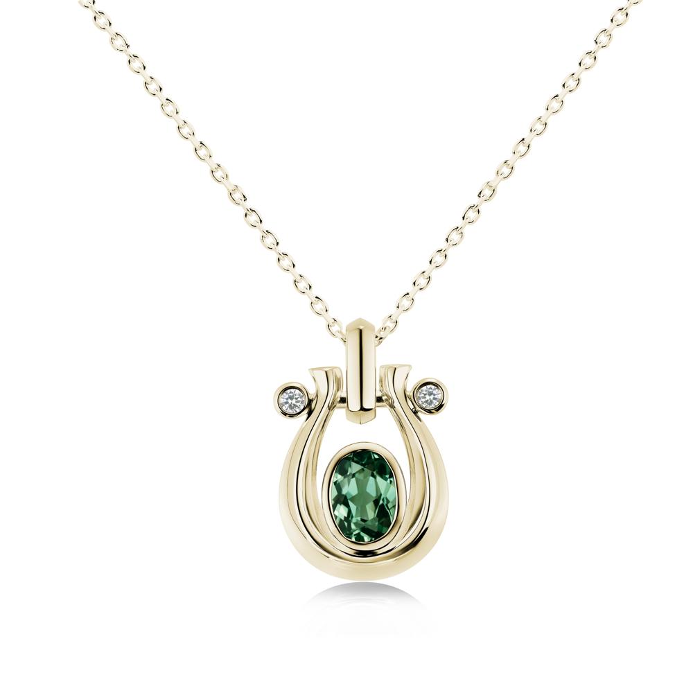 Sapphire Horseshoe Pendant Necklace - LUO Jewelry #gemstone_Green Sapphire