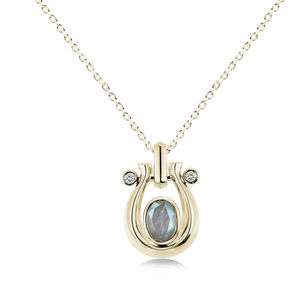 Sapphire Horseshoe Pendant Necklace - LUO Jewelry #gemstone_Labradorite