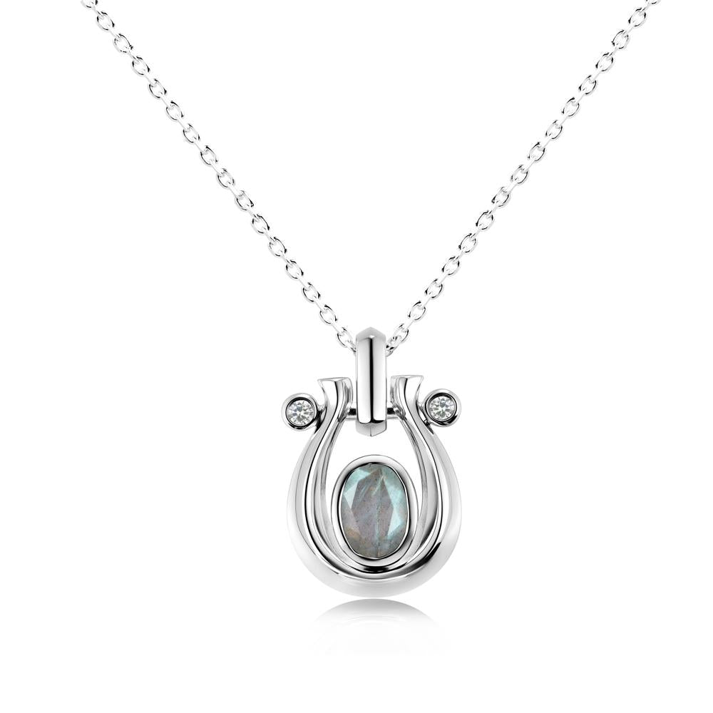 Sapphire Horseshoe Pendant Necklace - LUO Jewelry #gemstone_Labradorite