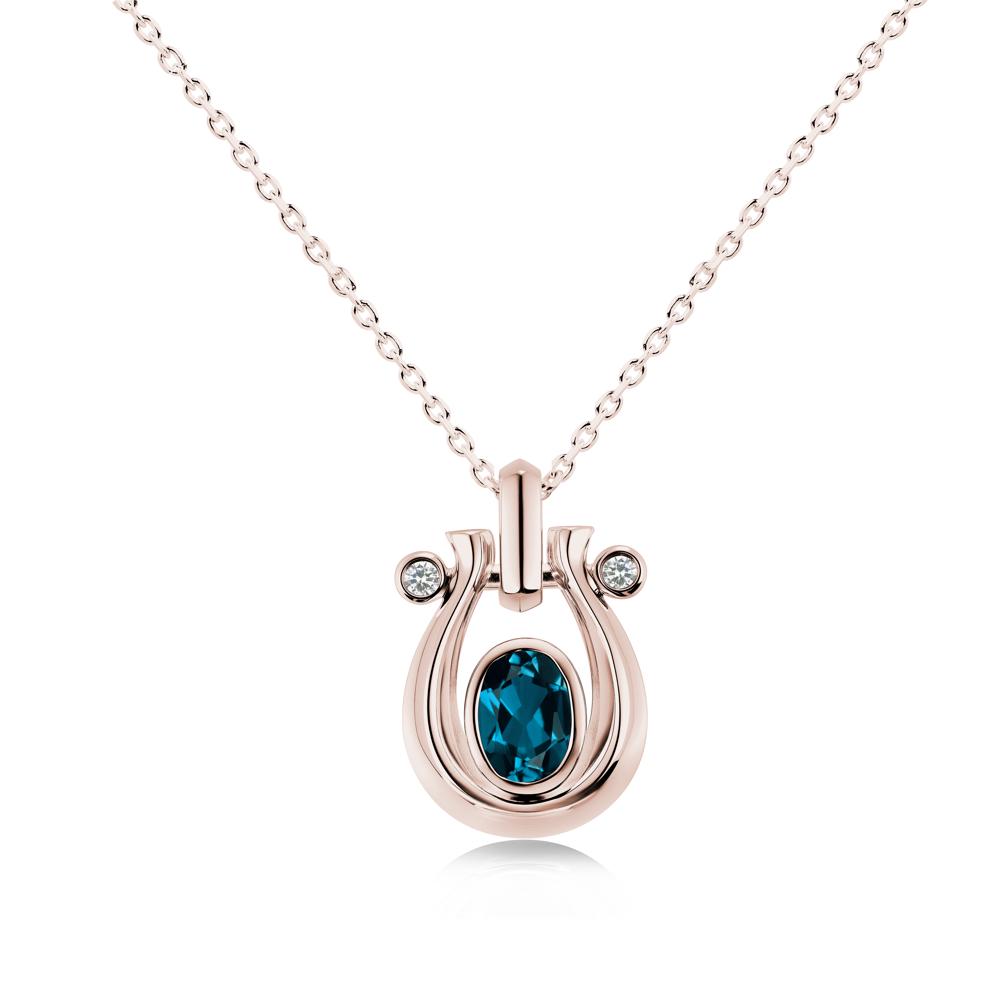 Sapphire Horseshoe Pendant Necklace - LUO Jewelry #gemstone_London Blue Topaz