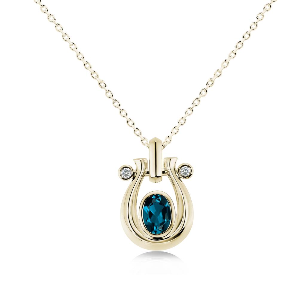 Sapphire Horseshoe Pendant Necklace - LUO Jewelry #gemstone_London Blue Topaz