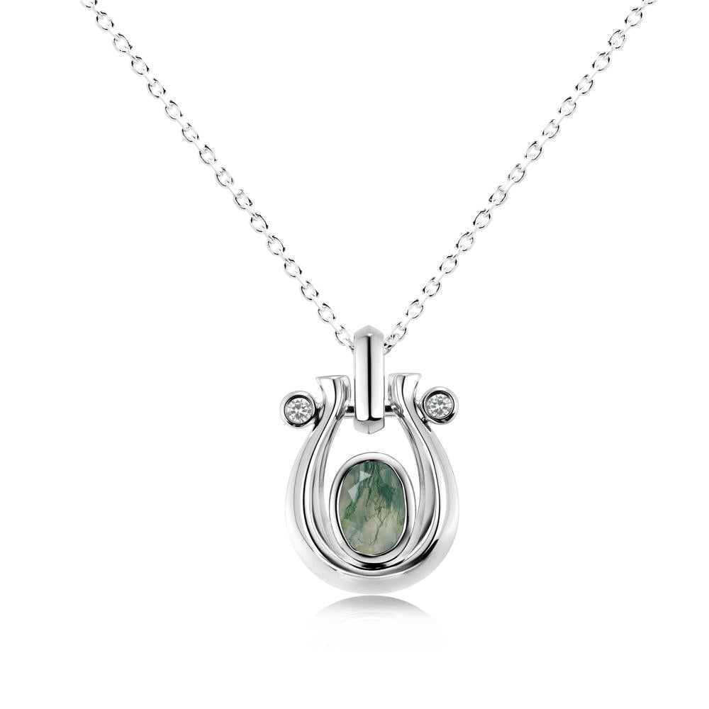 Sapphire Horseshoe Pendant Necklace - LUO Jewelry #gemstone_Moss Agate