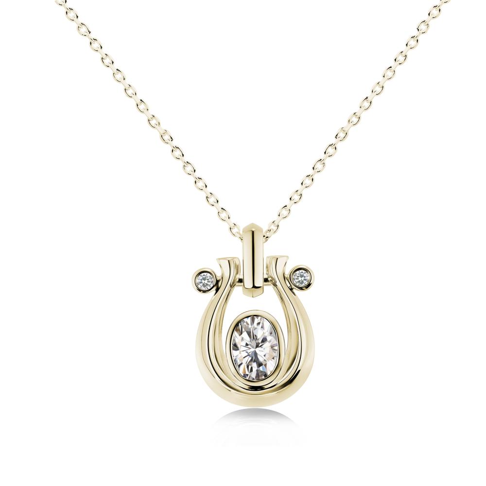 Sapphire Horseshoe Pendant Necklace - LUO Jewelry #gemstone_Moissanite