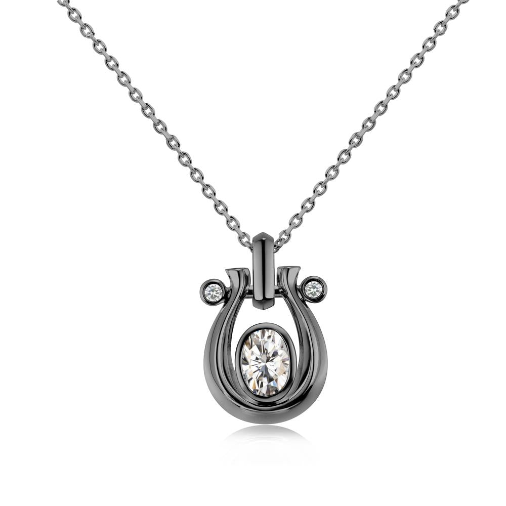 Sapphire Horseshoe Pendant Necklace - LUO Jewelry #gemstone_Moissanite