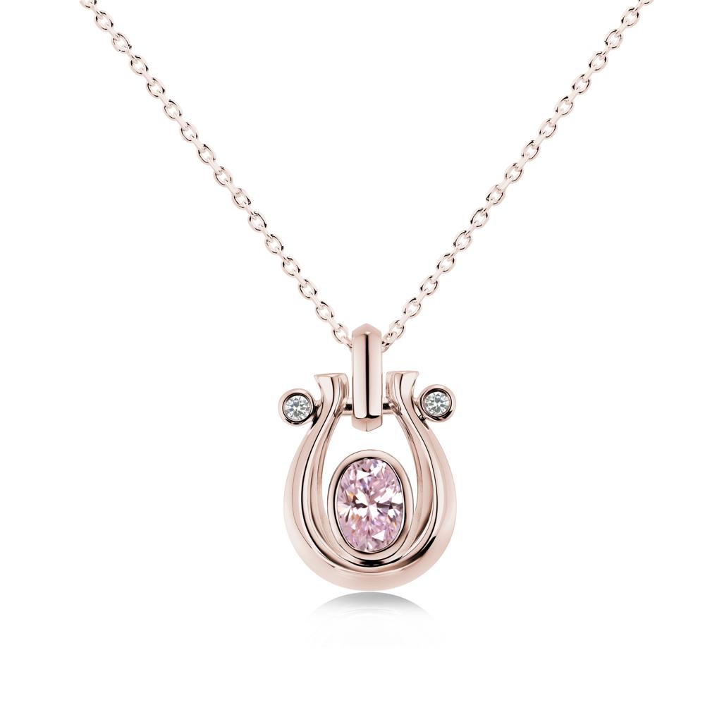 Sapphire Horseshoe Pendant Necklace - LUO Jewelry #gemstone_Pink Cubic Zirconia