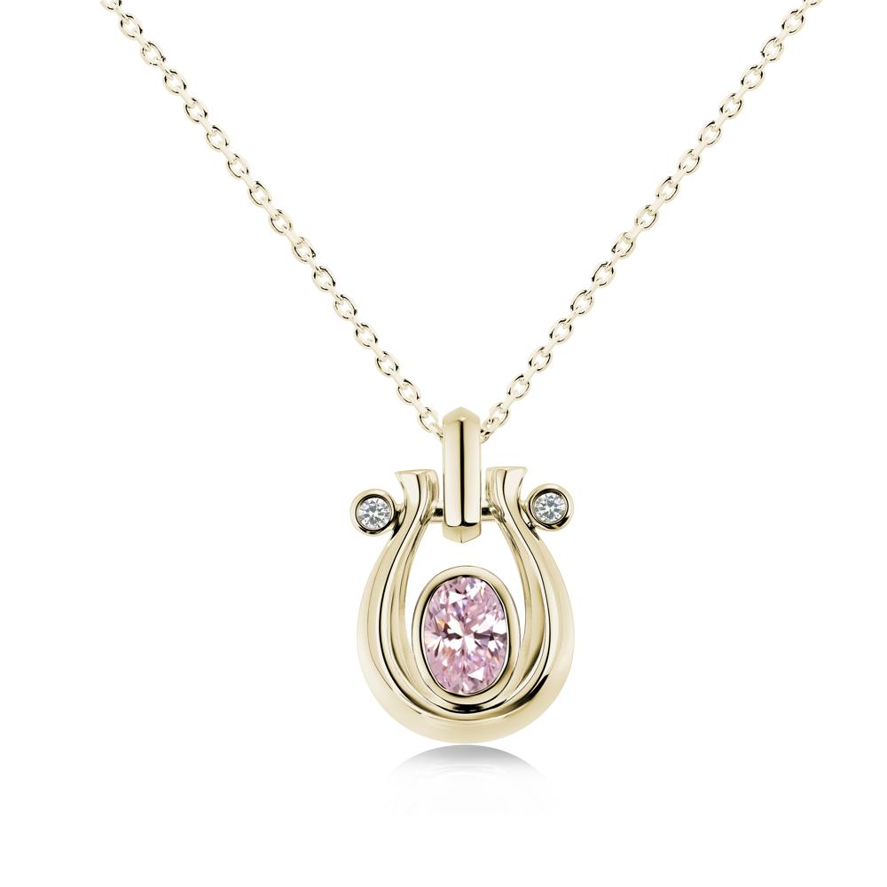 Sapphire Horseshoe Pendant Necklace - LUO Jewelry #gemstone_Pink Cubic Zirconia