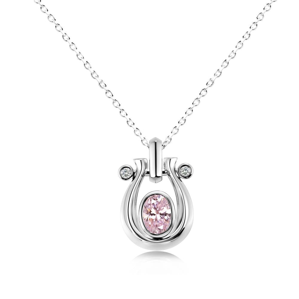 Sapphire Horseshoe Pendant Necklace - LUO Jewelry #gemstone_Pink Cubic Zirconia
