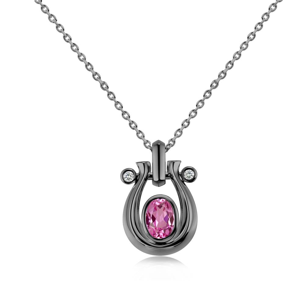 Sapphire Horseshoe Pendant Necklace - LUO Jewelry #gemstone_Pink Sapphire