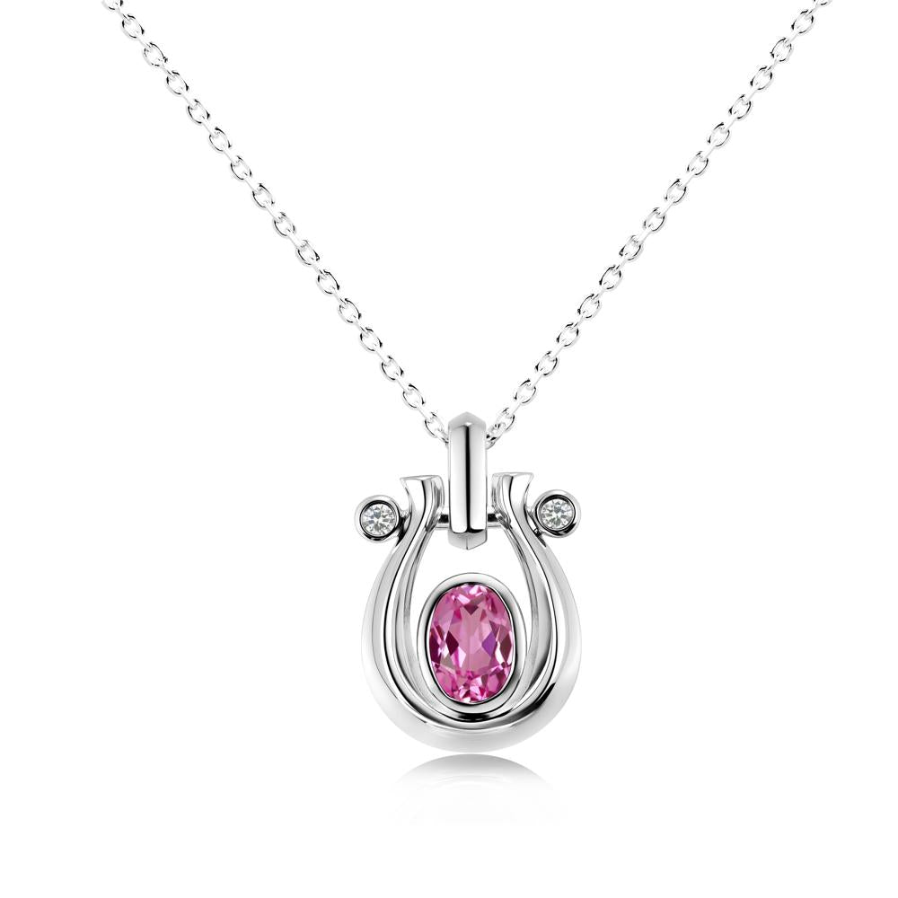 Sapphire Horseshoe Pendant Necklace - LUO Jewelry #gemstone_Pink Sapphire