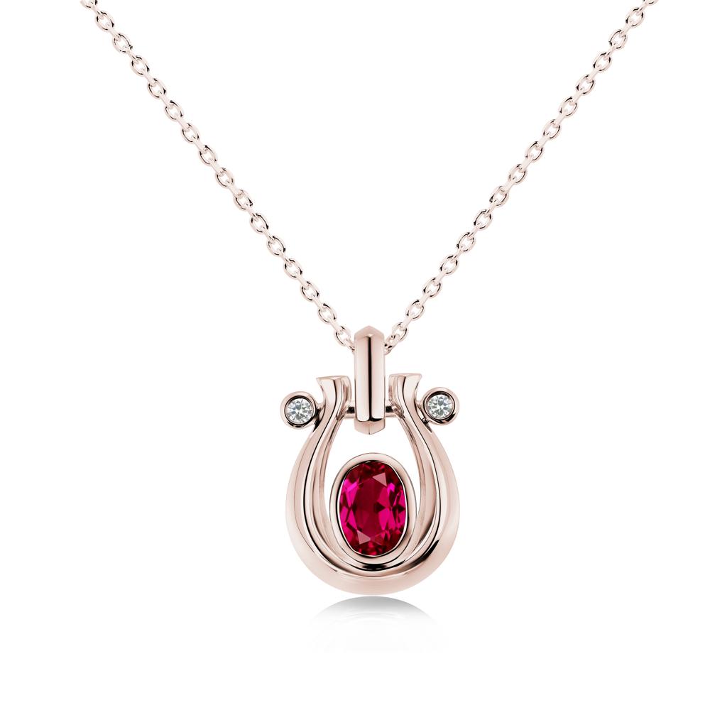 Sapphire Horseshoe Pendant Necklace - LUO Jewelry #gemstone_Ruby