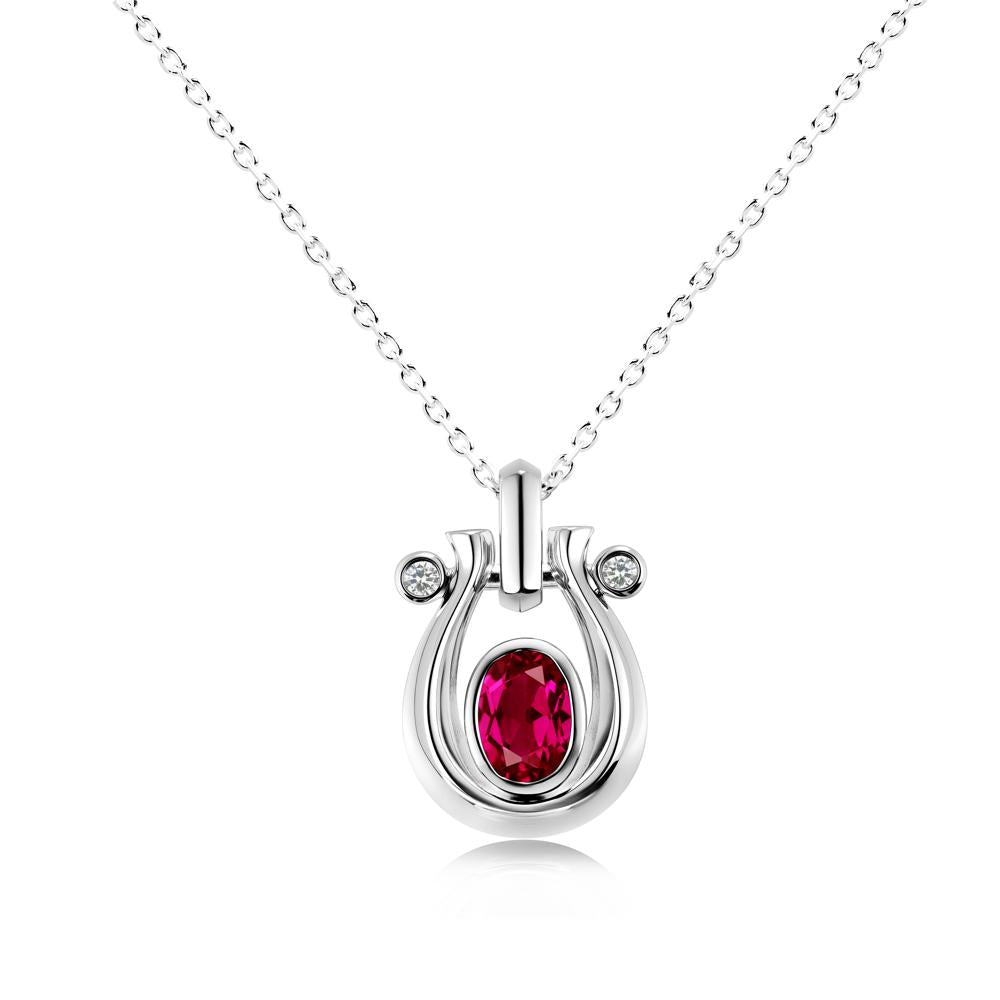 Sapphire Horseshoe Pendant Necklace - LUO Jewelry #gemstone_Ruby