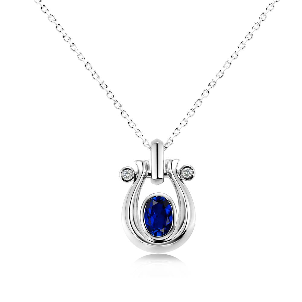 Sapphire Horseshoe Pendant Necklace - LUO Jewelry #gemstone_Sapphire