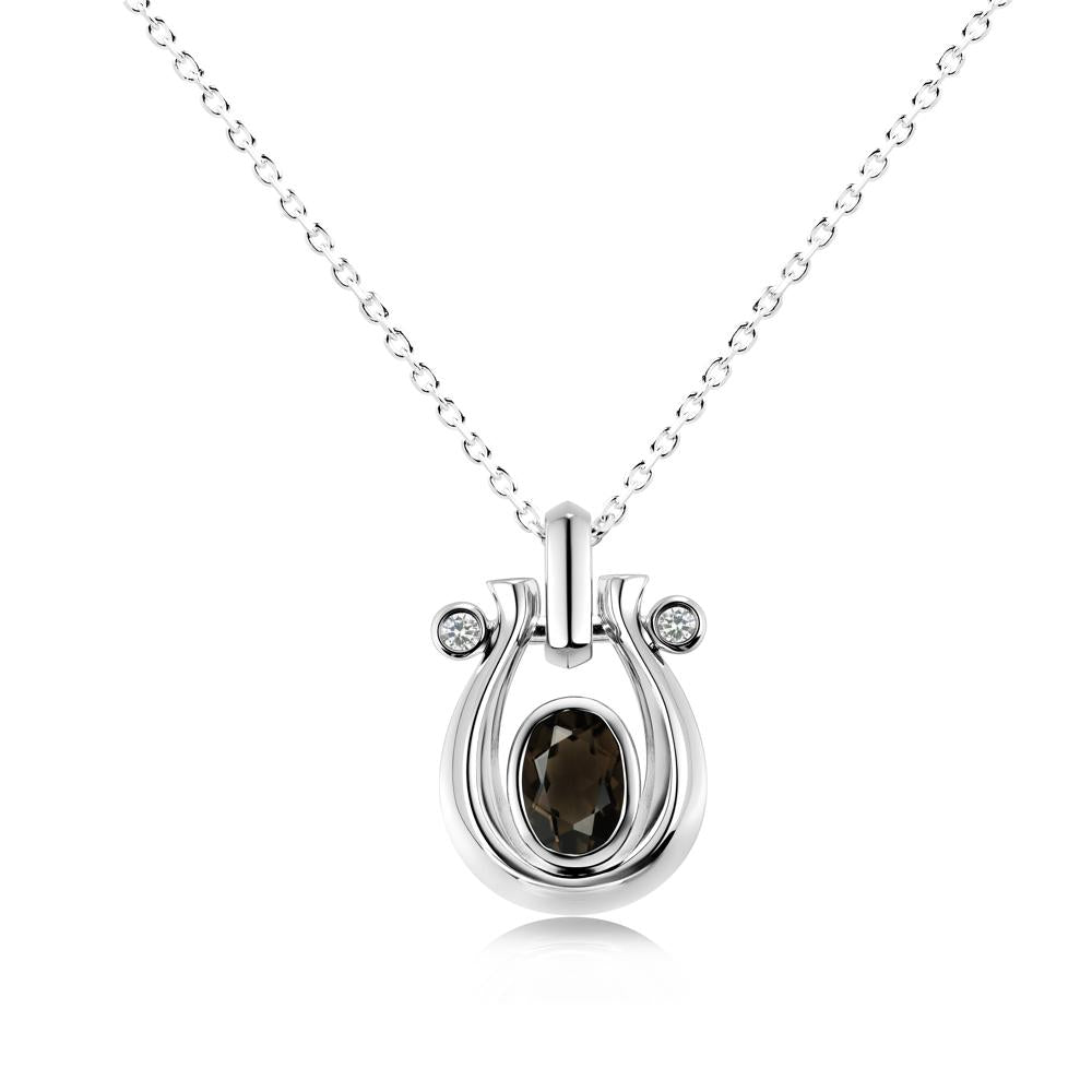 Sapphire Horseshoe Pendant Necklace - LUO Jewelry #gemstone_Smoky Quartz