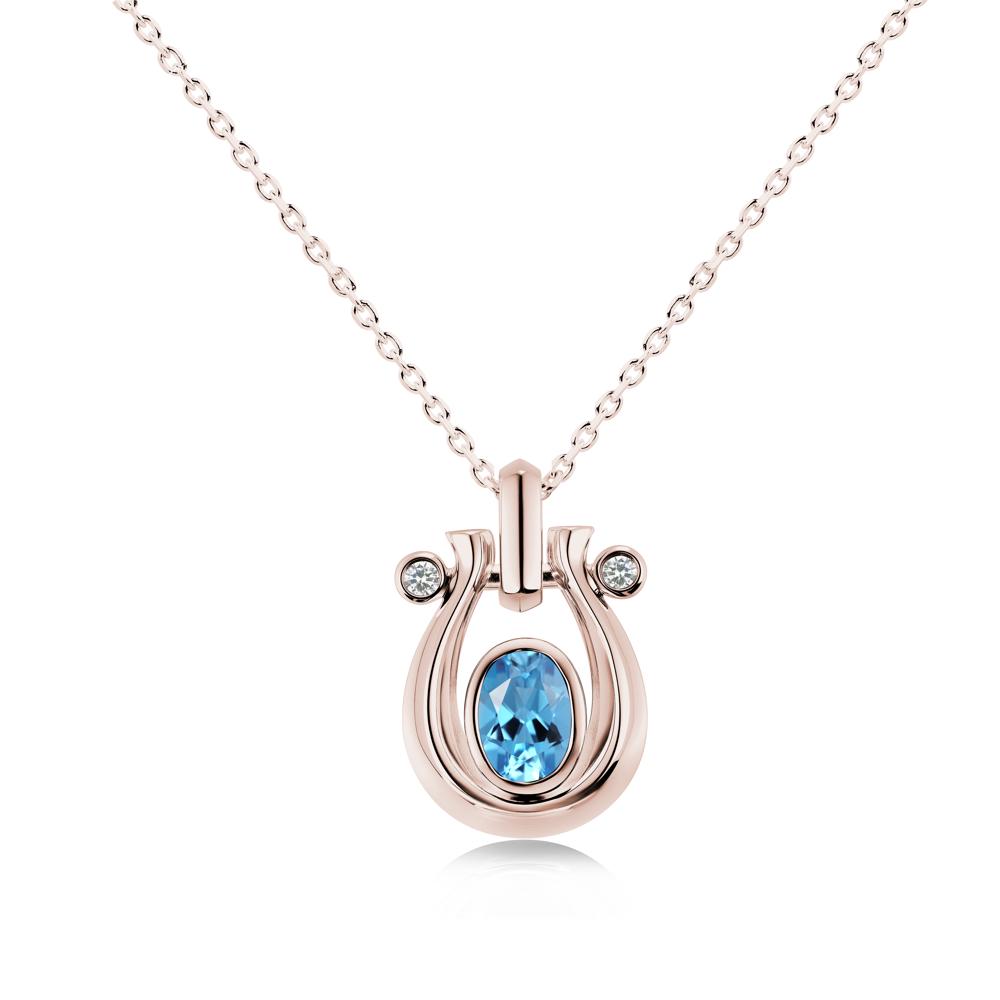 Sapphire Horseshoe Pendant Necklace - LUO Jewelry #gemstone_Swiss Blue Topaz