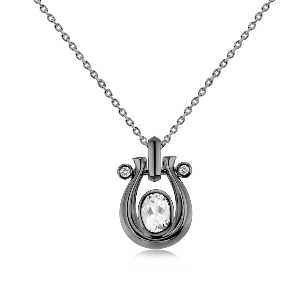 Sapphire Horseshoe Pendant Necklace - LUO Jewelry #gemstone_White Topaz