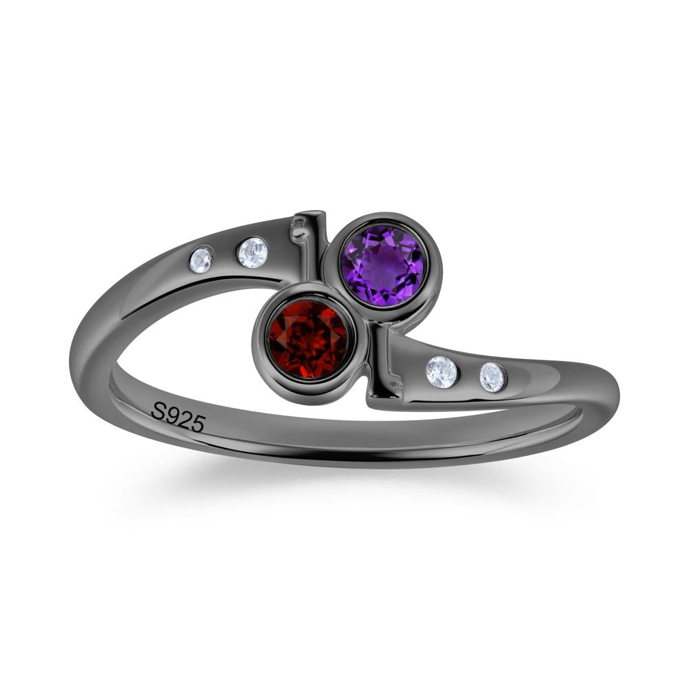 Petite Two Stone Garnet and Moonstone Key Ring - LUO Jewelry #gemstone_Amethyst and Garnet