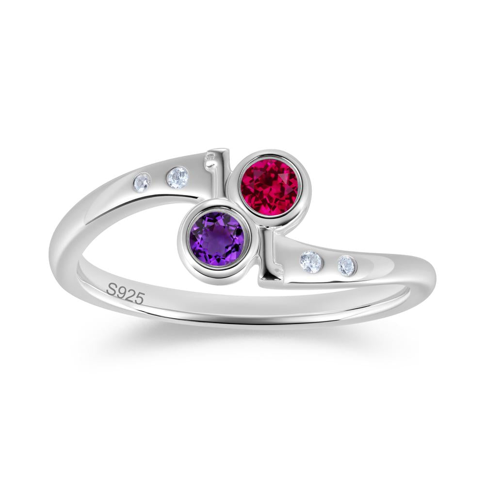 Petite Two Stone Garnet and Moonstone Key Ring - LUO Jewelry #gemstone_Amethyst and Ruby