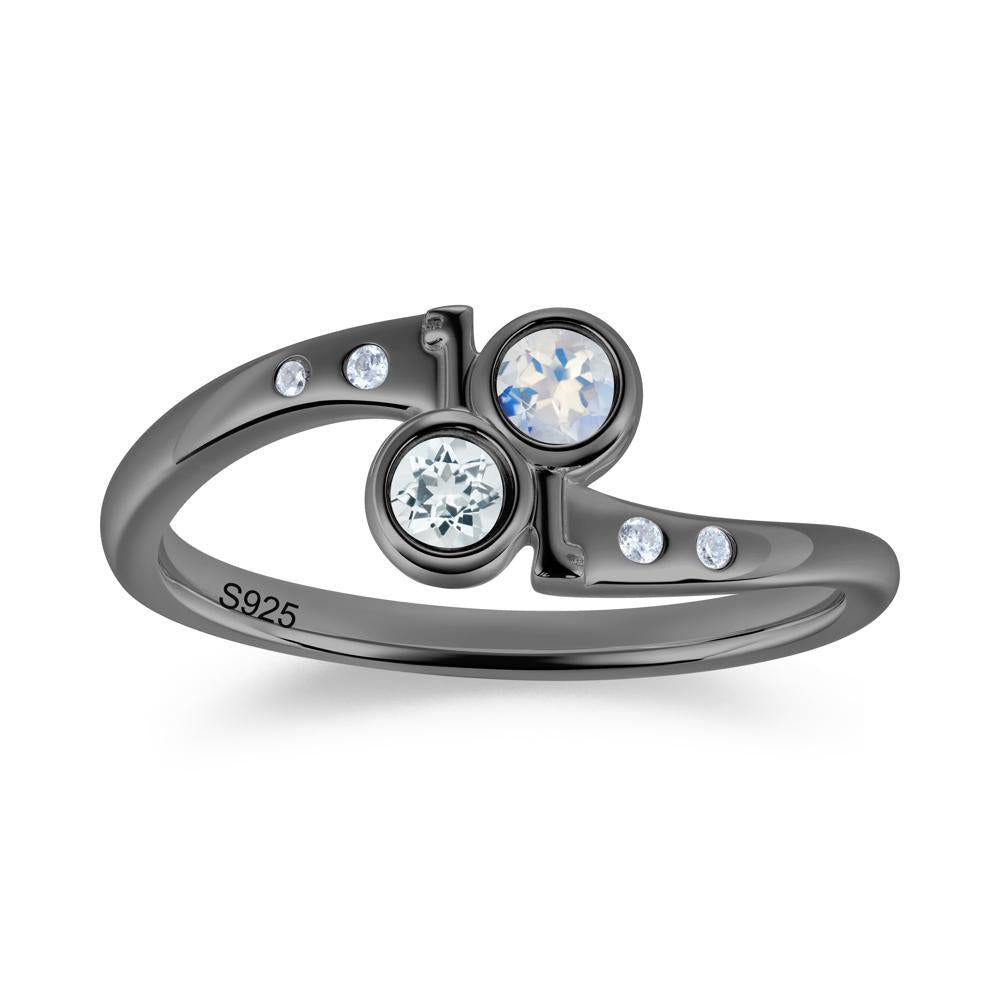 Petite Two Stone Garnet and Moonstone Key Ring - LUO Jewelry #gemstone_Aquamarine and Moonstone