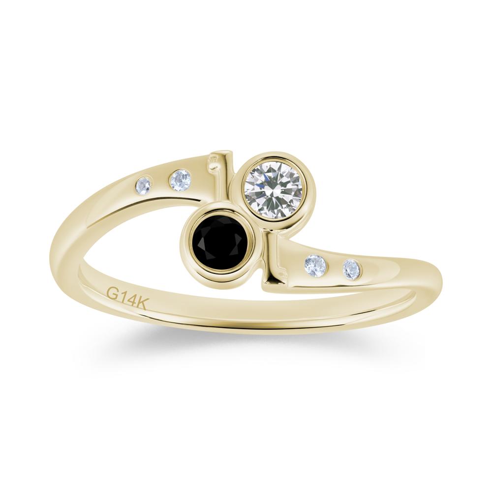 Petite Two Stone Garnet and Moonstone Key Ring - LUO Jewelry #gemstone_Black Spinel and Cubic Zirconia