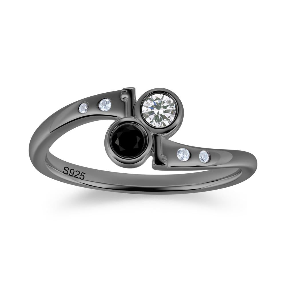 Petite Two Stone Garnet and Moonstone Key Ring - LUO Jewelry #gemstone_Black Spinel and Cubic Zirconia