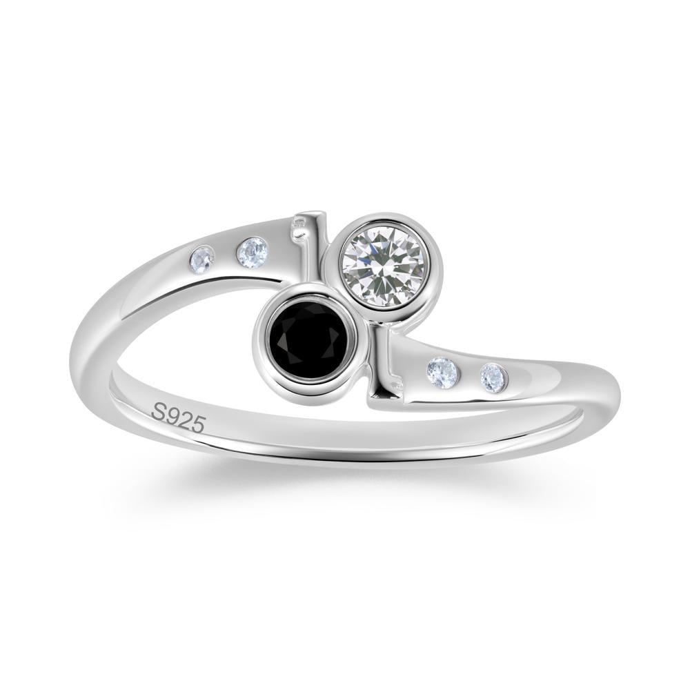 Petite Two Stone Garnet and Moonstone Key Ring - LUO Jewelry #gemstone_Black Spinel and Cubic Zirconia