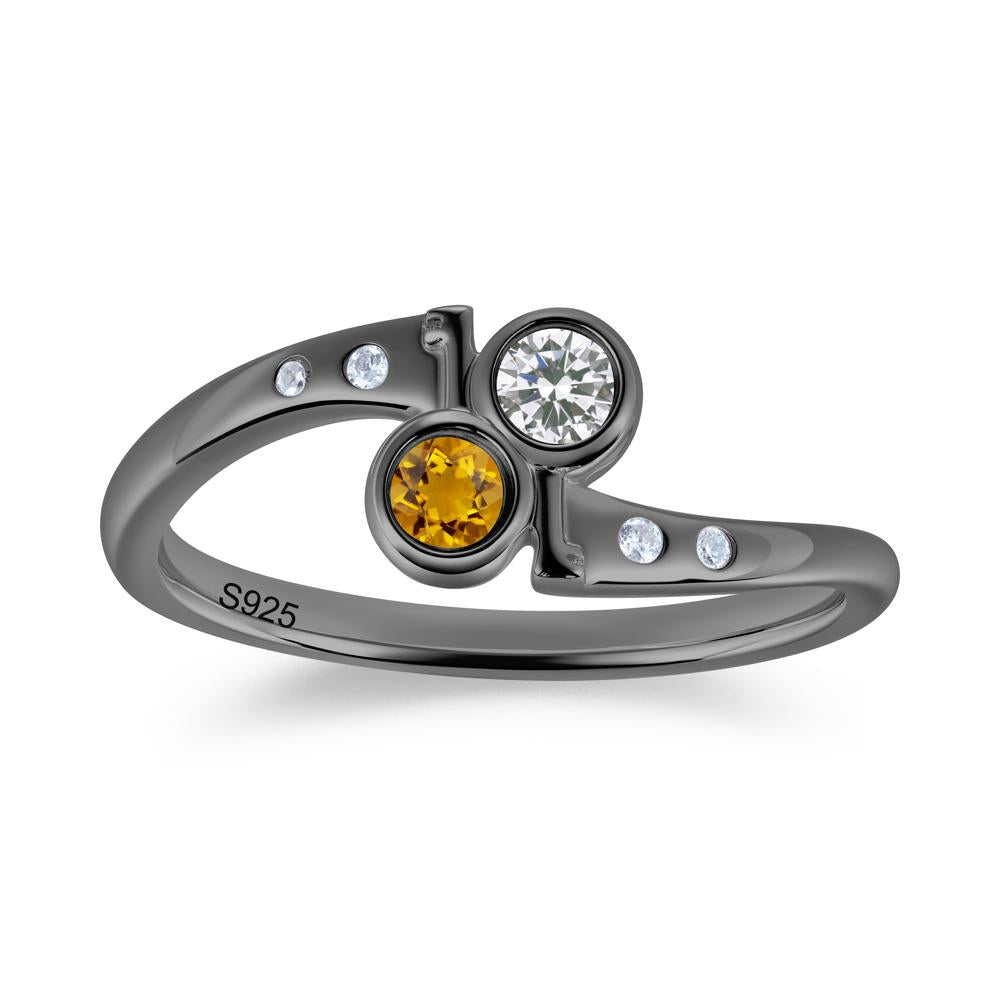 Petite Two Stone Garnet and Moonstone Key Ring - LUO Jewelry #gemstone_Citrine and Cubic Zirconia